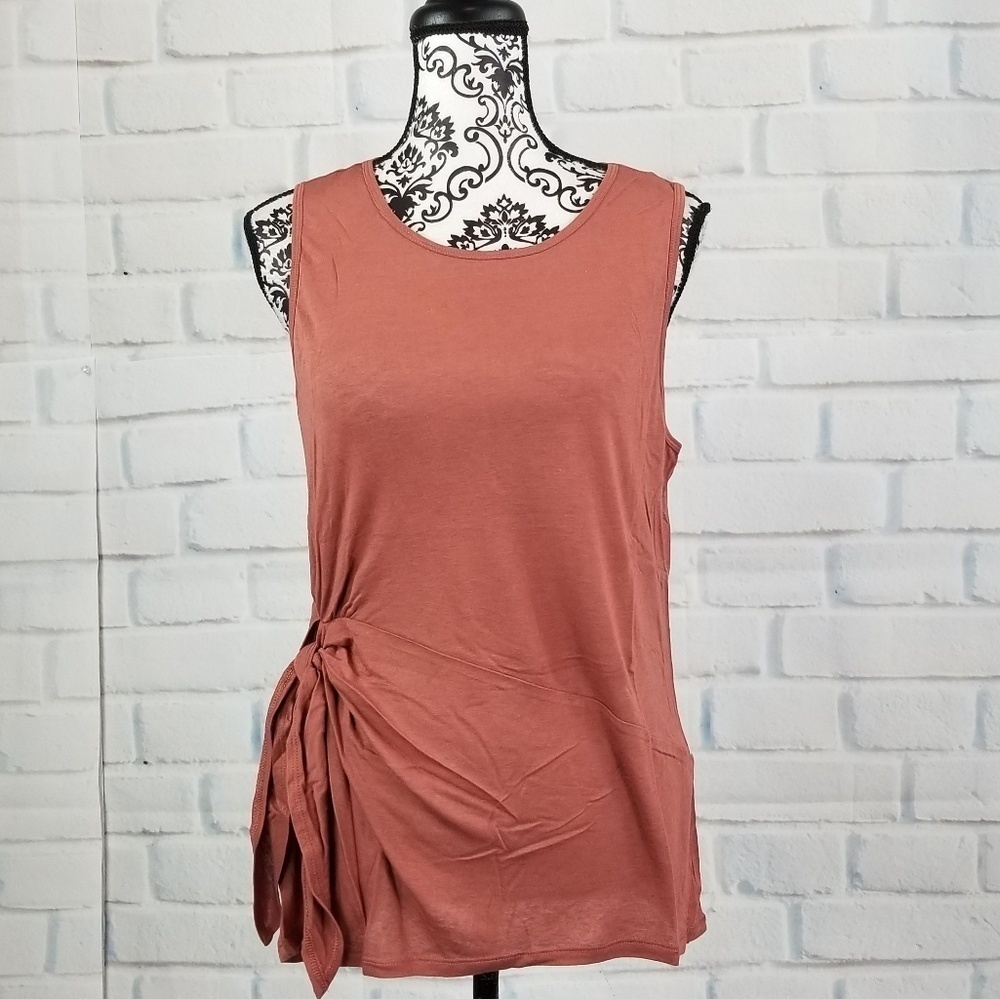 Trouve size l sleeveless stretch knit top side tie